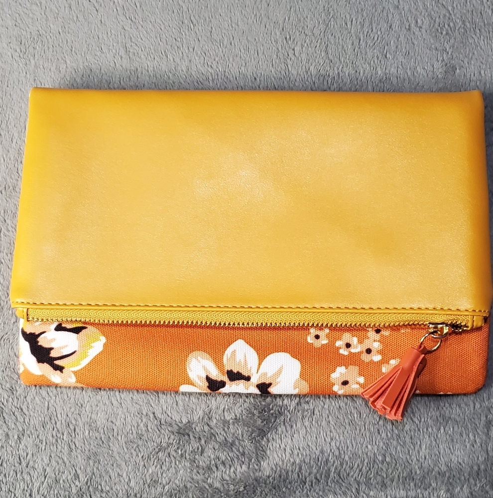 Rachel Pally Reversible fold over clutch purse bag in Bloom orange